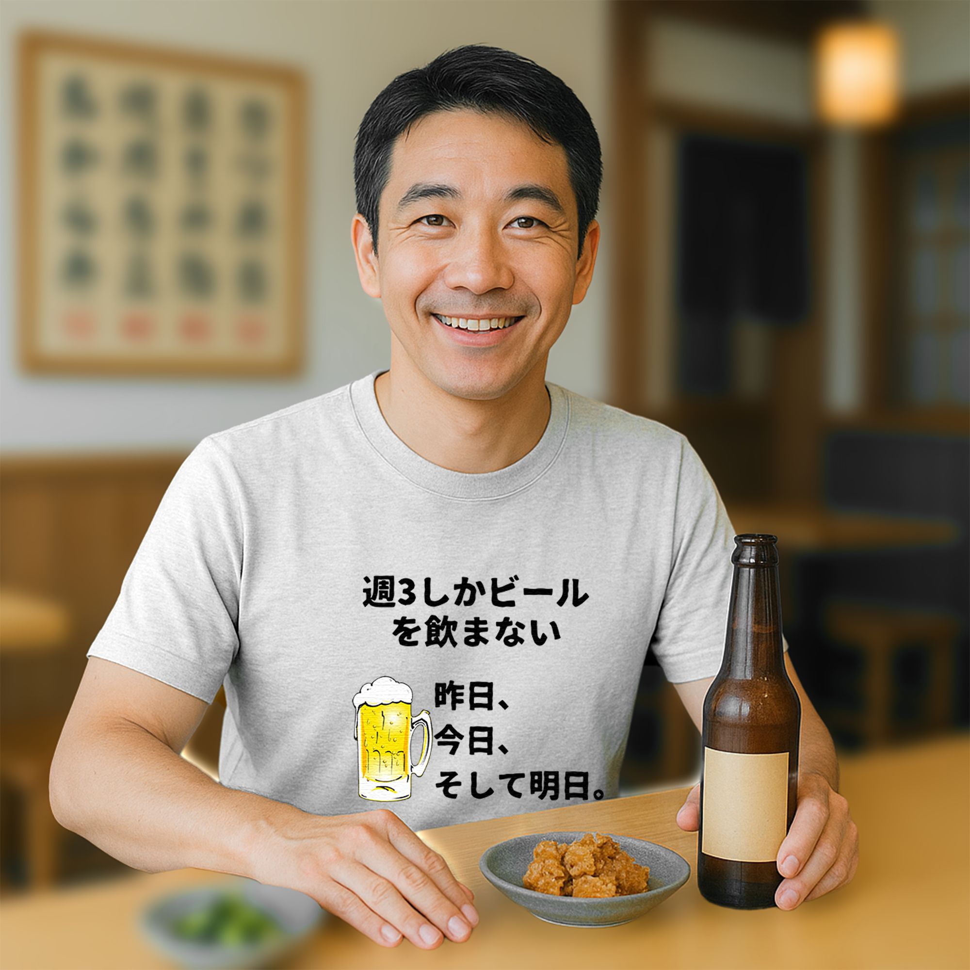 「週3しかビールを飲まない」誕生日プレゼントにも最適！居酒屋・飲み会で話題の面白tシャツ｜日本酒・..