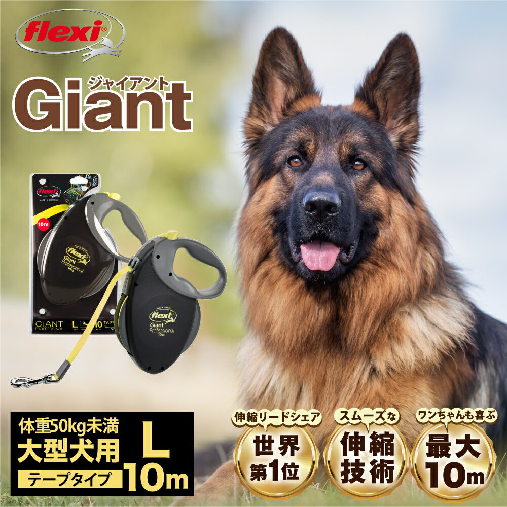 ＼当店限定レビュー特典付／【公式販売店 保証付】フレキシ flexi 伸縮リード ロングリード 犬 リード 大型犬 ジャイアント プロフェッショナル Lサイズ 10m 大型犬 体重50kg未満 テープタイプ ドイツ製 伸びるリード ネフレキシブルリード 犬用 犬リード 土日もあす楽