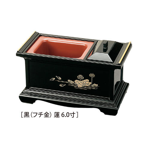 樂天商城 - PC製　18型香炉　黒フチ金　蓮　6.0寸
