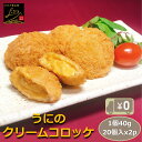 【送料無料】うにのクリームコロッケ 1個40g 20個入x2p 生で食べるウニを贅沢使用 うに クリーム コロッケ 雲丹 ウニクリームコロッケ おかず おつまみ 揚物 揚げ物 惣菜 お弁当 冷凍 大容量 フライ 食品