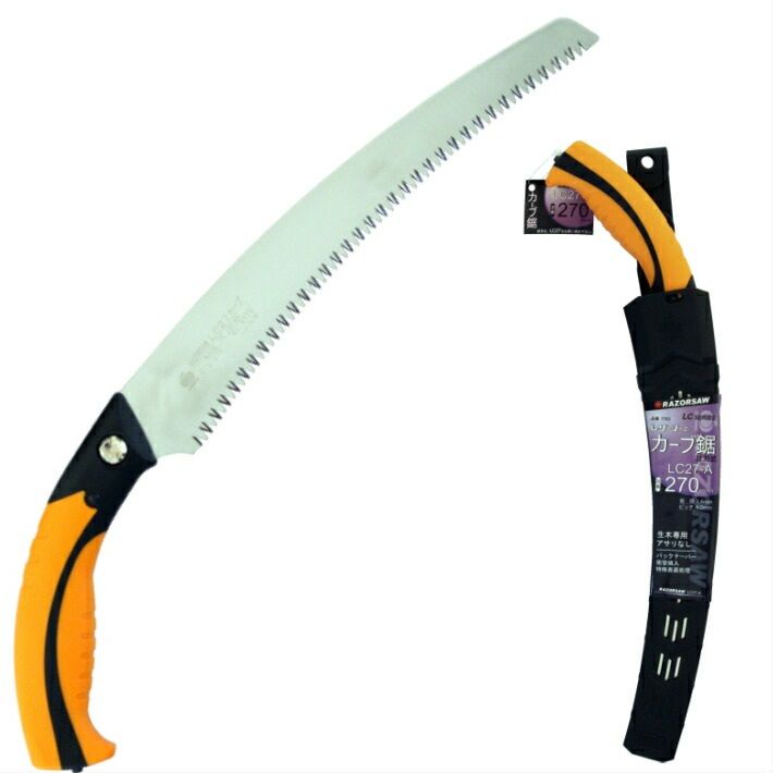 ●パワフルな切断力、カーブ刃剪定鋸！ 　・カーブ刃を採用した、剪定鋸です。 　・パワフルな切断力を発揮します。 　・伐採作業に最適です。 　・鞘付タイプはベルト等で腰にケースごと装着し使用したい時に取り出して使えます。 ●仕様 　・品番：7753（適応替刃：R775） 　・刃長：270mm 　・板厚：1.4mm 　・参考切幅：1.4mm 　・ピッチ：4.0mm（寸8枚目） ●用途 　・林業・生木・造園