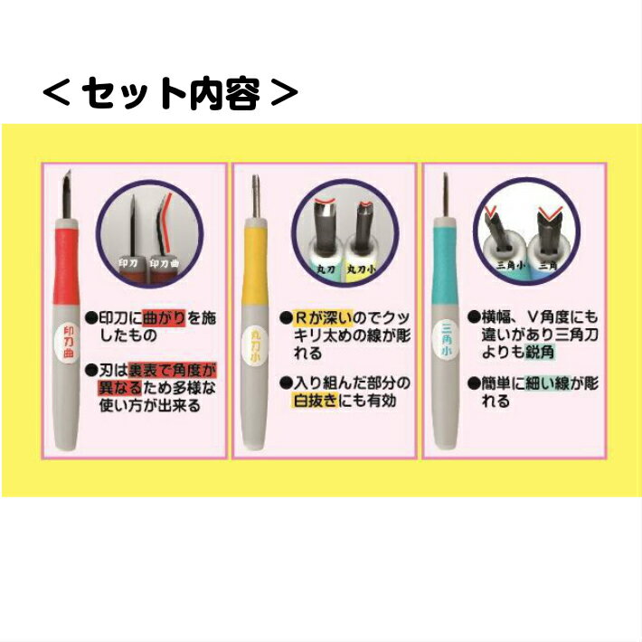 道刃物工業 ゴムハン彫刻刀3本組 Sセット【消しゴム スタンプ はんこ ハンドメイド クラフト 印鑑】【あす楽】