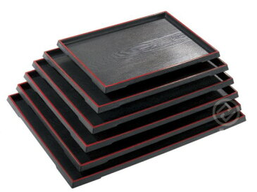定食トレー 32cm×23cm×H1.8cm 尺1寸 脇取盆 黒天朱【お盆】【和風盆】【脇取盆】【トレイ】【配膳盆】【運び盆】 ABS 木目 a8-680