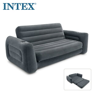 エアーソファー エアーベッド INTEX ドリンクホルダー搭載 エアーマット 椅子 ソファー アウトドア寝具 ラウンジチェア 収納 便利 空気 変形 SOFA 2人掛け 耐久性 肌触り良い