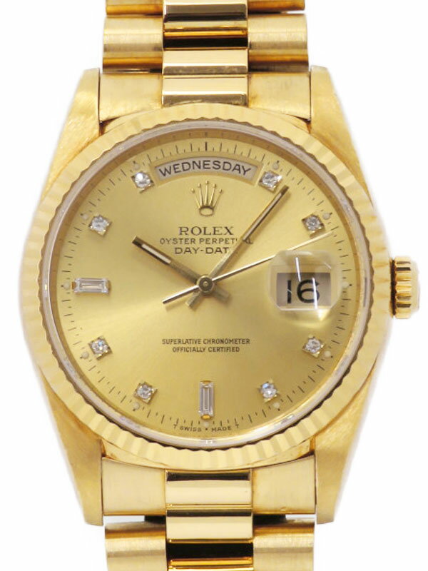 【ROLEX】ロレックス『デイデイト 10Pダイヤ』18238A X番’91年頃製 メンズ 自動巻き 12ヶ月保証【中古】