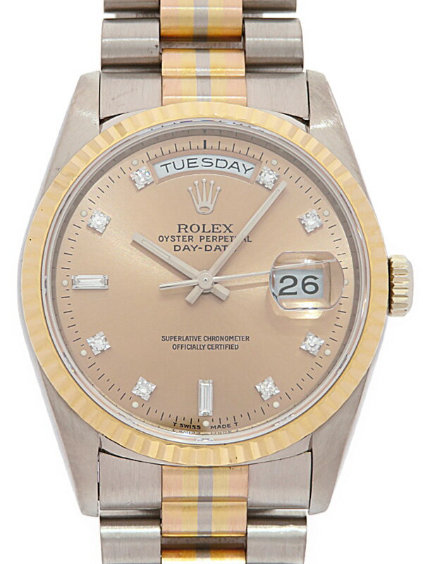 【ROLEX】【トリドール】【内部点検・仕上済】ロレックス『デイデイト 10Pダイヤ』18239BICA L番’89年頃製 メンズ 自動巻き 12ヶ月保証【中古】