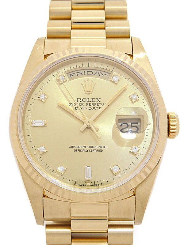 【ROLEX】【OH・仕上済】ロレックス『デイデイト 10Pダイヤ』18238A N番’91年頃製 メンズ 自動巻き 12ヶ月保証【中古】