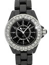 【CHANEL】【’20年メーカートータルサービス済】シャネル『J12 ブラックセラミック 33mm ベゼルダイヤ』H1173 レディース クォーツ 6ヶ月保証【中古】