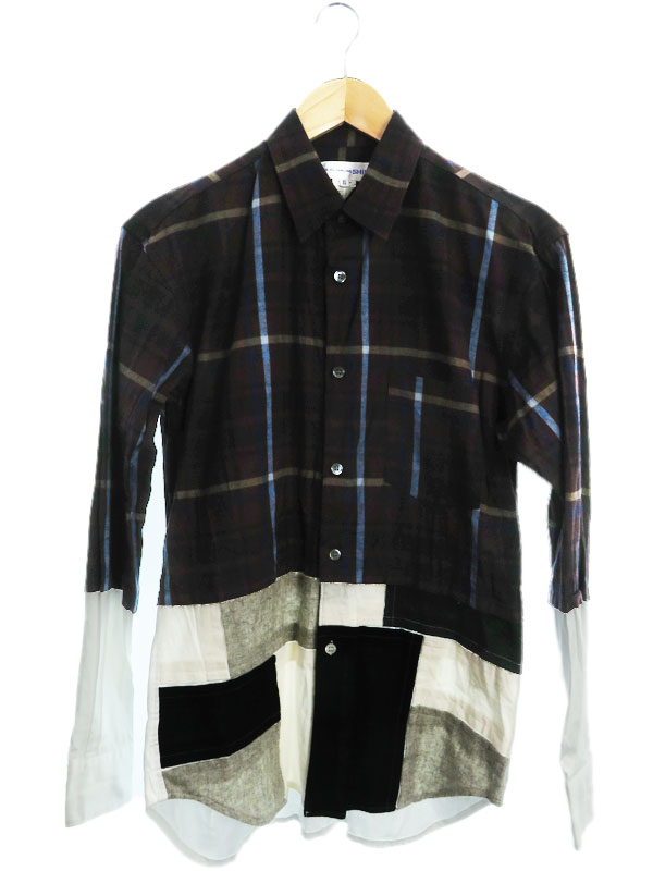 【COMME des GARCONS SHIRT】【フランス製】【トップス】コムデギャルソンシャツ『切替長袖シャツ sizeXS』W24052