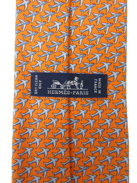 【HERMES】【鳥・飛行機柄】【フランス製】エルメス『シルクネクタイ』メンズ 1週間保証【中古】