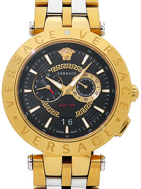 VERSACE】【'20年購入】ヴェルサーチ『Vレース デュアルタイム VERSACE】【'20年購入】ヴェルサーチ『Vレース デュアルタイム