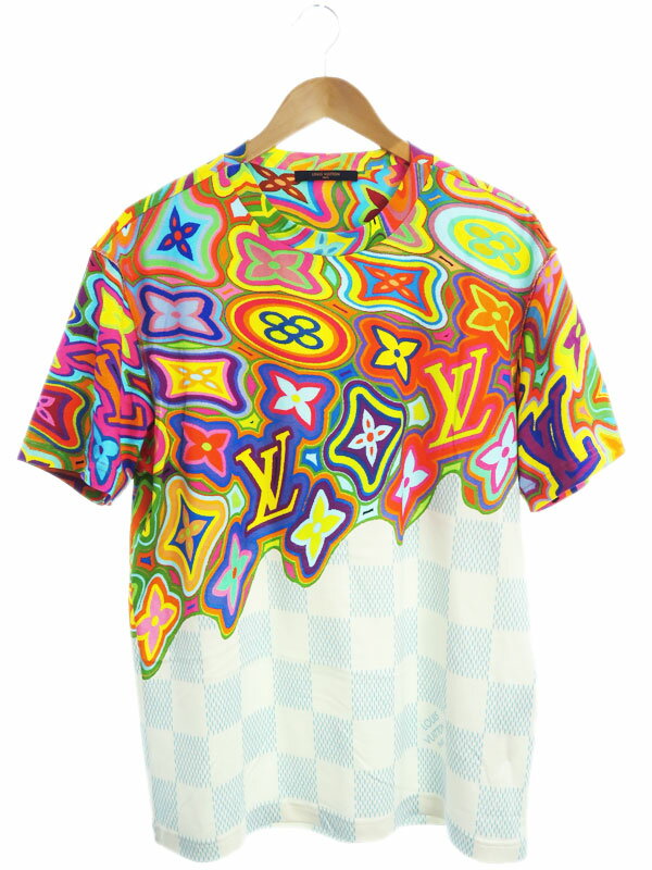 Louis Vuitton】【プリンテッドダミエLVTシャツ】【イタリア製 Louis Vuitton】【プリンテッドダミエLVTシャツ】【イタリア製
