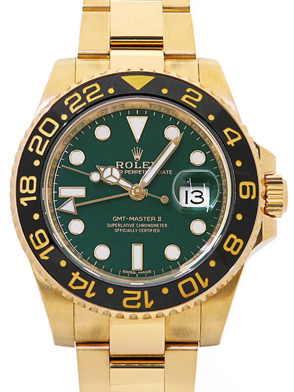 【ROLEX】【YG】【’18年購入】【仕上済】ロレックス『GMTマスター2』116718LN ランダム番 メンズ 自動巻き 12ヶ月保証【中古】