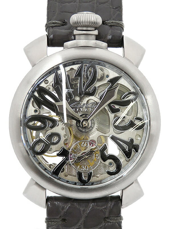 最初の 美品☆ ガガミラノ 腕時計 スケルトン文字盤 手巻き 5310.02 