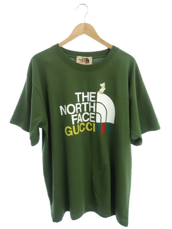 【GUCCI】グッチ『ノースフェイス ロゴ 半袖Tシャツ sizeL』616036 XJDRD 21AW メンズ 1週間保証【中古】