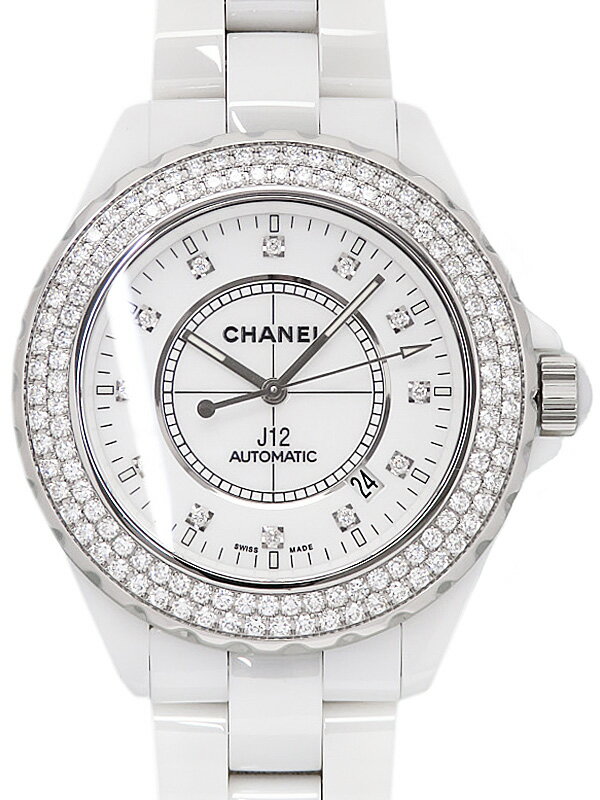 【CHANEL】シャネル『J12 ホワイトセラミック 12P＆ベゼルダイヤ』H2013 メンズ 自動 ...