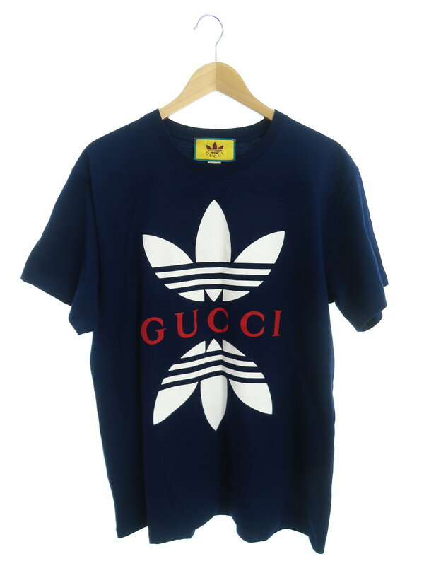 【GUCCI】グッチ『アディダス ロゴ コットンジャージー Tシャツ sizeM』548334-XJEMJ メンズ 半袖Tシャツ 1週間保証【中古】