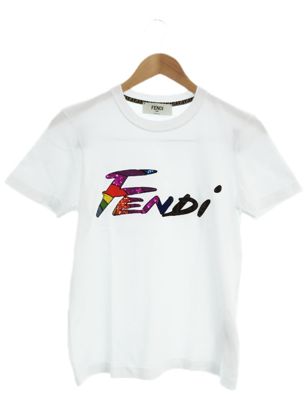 【FENDI】フェンディ『ロゴ 半袖Tシャツ sizeXS』FS7254 AJXG レディース 1週間保証【中古】