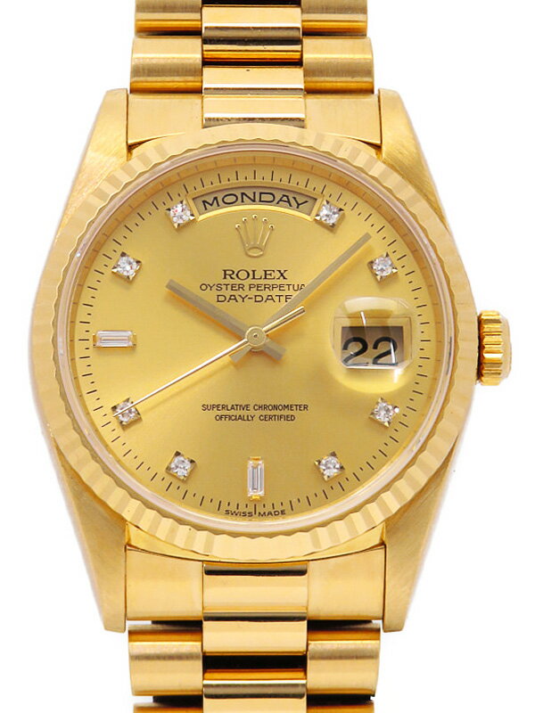 【ROLEX】ロレックス『デイデイト 10Pダイヤ』18238A T番’96年頃製 メンズ 自動巻き 12ヶ月保証【中古】