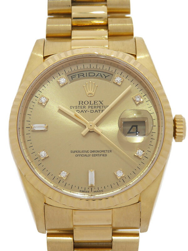 【ROLEX】ロレックス『デイデイト 10Pダイヤ』18238A T番’96年頃製 メンズ 自動巻き 12ヶ月保証【中古】