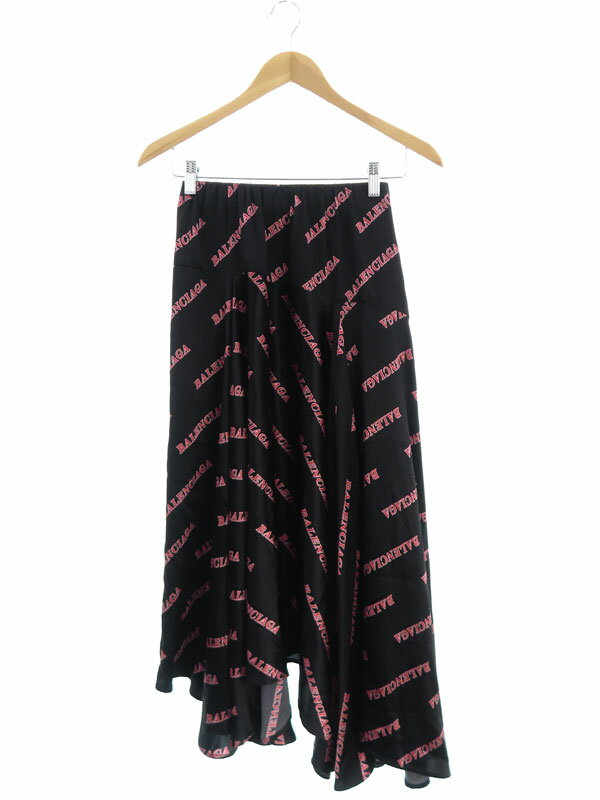 BALENCIAGA】バレンシアガ『ロゴ シルク スカート size34 BALENCIAGA】バレンシアガ『ロゴ シルク スカート size34