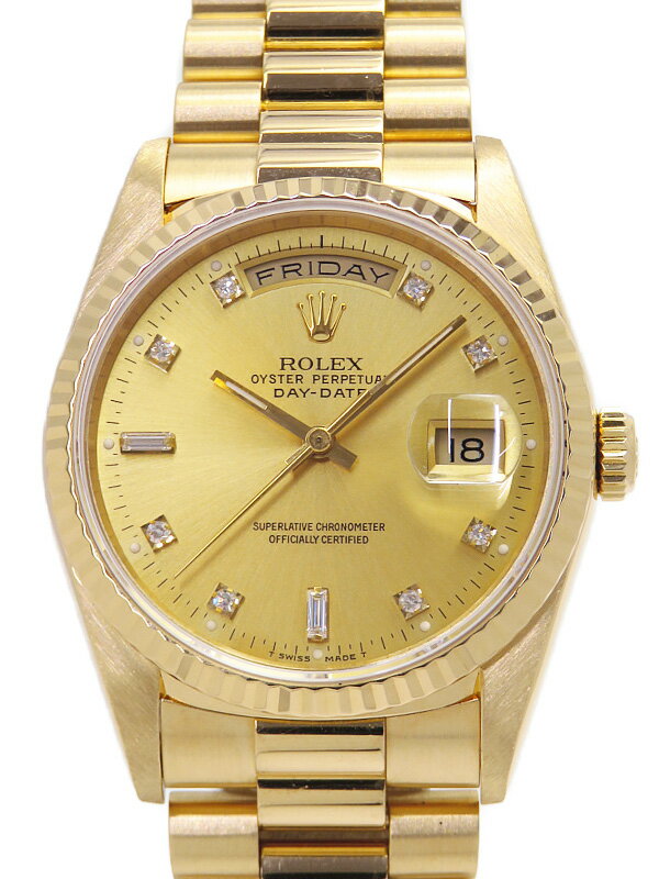 【ROLEX】ロレックス『デイデイト 10Pダイヤ』18238A E番’90年頃製 メンズ 自動巻き 12ヶ月保証【中古】