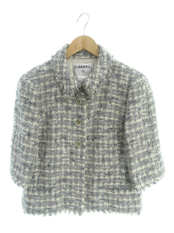 CHANEL】シャネル『七分袖ツイードジャケット size38 CHANEL】シャネル『七分袖ツイードジャケット size38