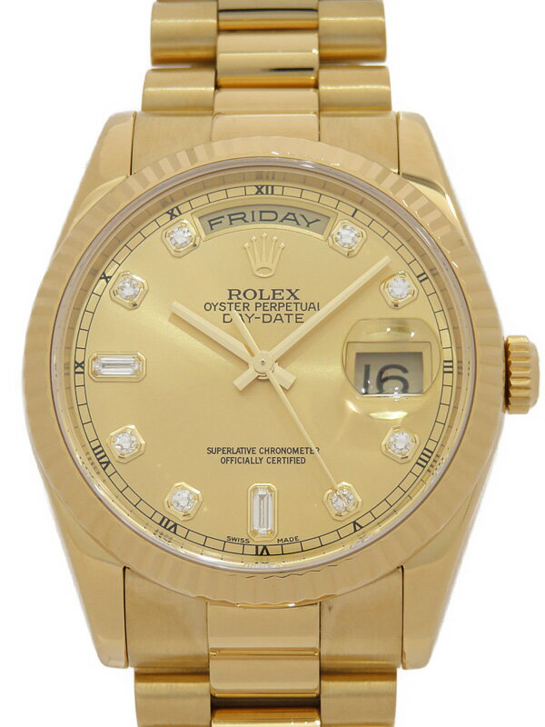 【ROLEX】ロレックス『デイデイト 10Pダイヤ』118238A A番’99年頃製 メンズ 自動巻き 12ヶ月保証【中古】