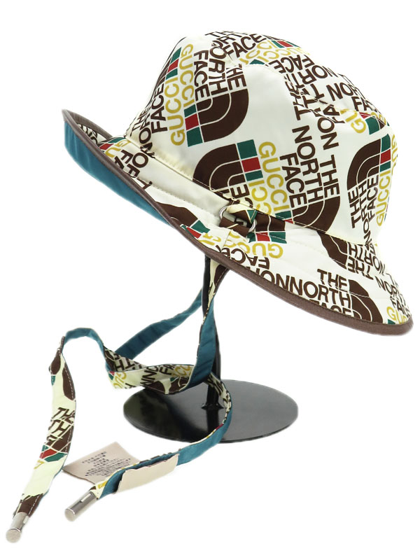 【GUCCI】グッチ『ノースフェイス ロゴ ナイロン バケットハット sizeXXL 61cm』652942 4HADY ユニセックス 帽子 1週間保証【中古】のサムネイル