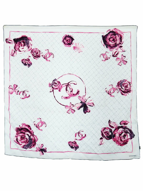 【CHANEL】シャネル『ココマーク カメリア シルクスカーフ』レディース 1週間保証【中古】のサムネイル