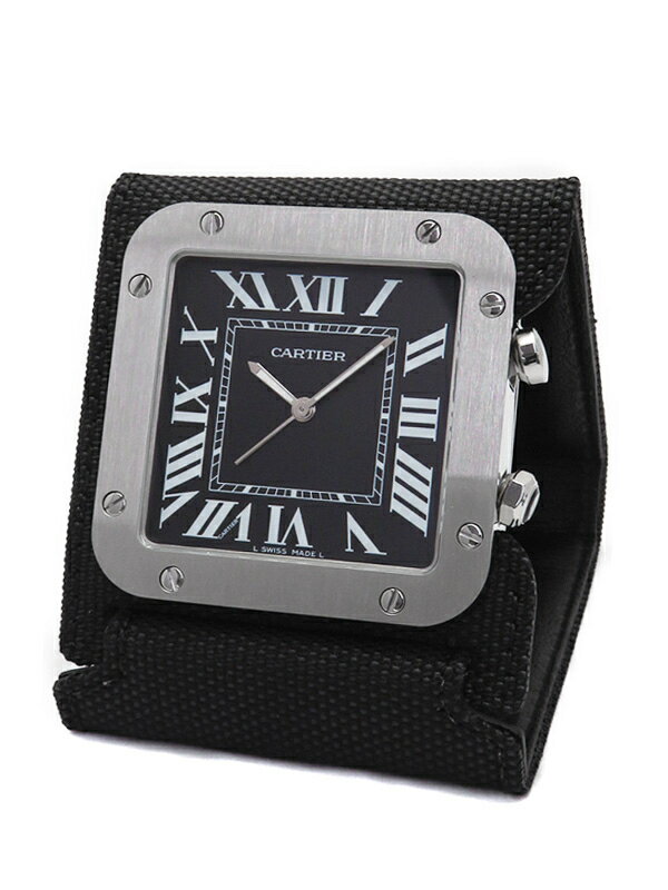 【Cartier】カルティエ『サントス トラベルクロック アラーム ウォッチ置時計』WO100152 ボーイズ クォーツ 1週間保証【中古】