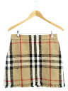 【BURBERRY】バーバリー『チェック ミニスカート フリンジ sizeUK8』8072325 レディース 1週間保証【中古】