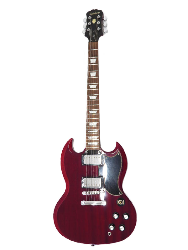 【Epiphone】エピフォン『エレキギター』SG G-400 2005年製 1週間保証【中古】 名　称 エレキギター 型　番 SG G-400 年　式 2005年製 種　類 エレキギター 材　質 ボディ：マホガニー ネック：マホガニー フィンガーボード：ローズウッド ピックアップ：オリジナルピックアップ 重　量 約3.26kg ギャランティー なし 付属品 社外製ソフトケース 保証期間 1週間保証 ランク B 品 状　態 【ネック】：ストレート 【フレット】：約7割 【トラスロッド】：余裕あり 【ナット幅】：約43.2mm ・ボディなどに傷、スレ、打痕、塗装欠けが見られます。 ・PUセレクターキャップが交換されています。 その他プレイヤーズコンディションには特に目立った問題はありません。