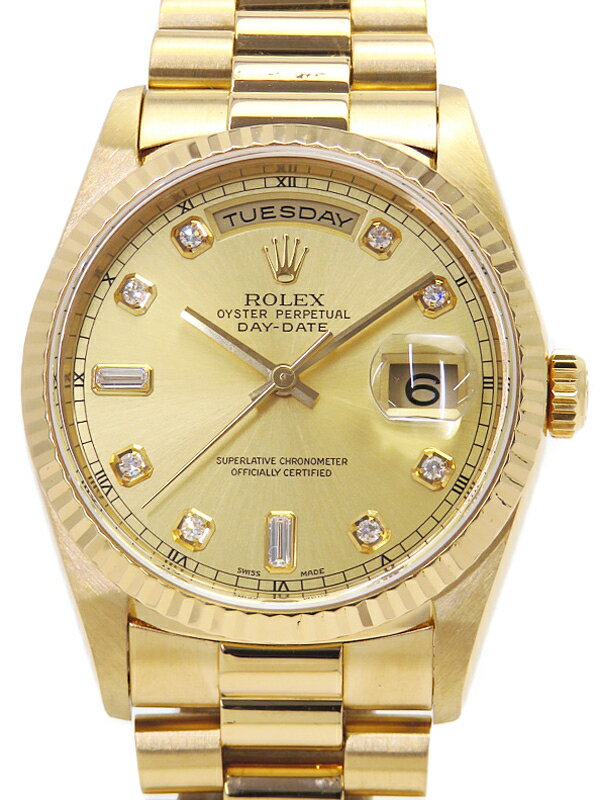 【ROLEX】ロレックス『デイデイト 10Pダイヤ』18238A A番’99年頃製 メンズ 自動巻き 12ヶ月保証【中古】