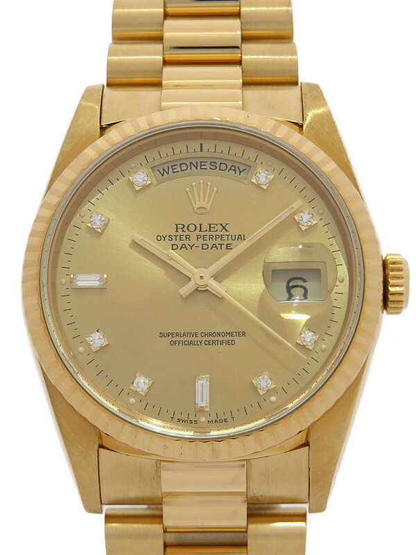 【ROLEX】ロレックス『デイデイト 10Pダイヤ』18238A E番’90年頃製 メンズ 自動巻き 12ヶ月保証【中古】