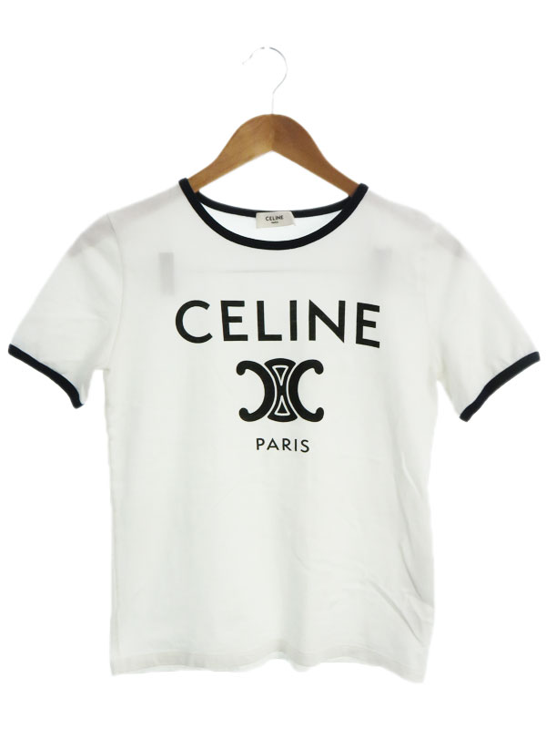 【CELINE】セリーヌ『トリオンフ ロゴ 半袖Tシャツ sizeXS』2X872671Q レディース 1週間保証【中古】