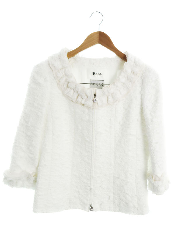 【Rene】ルネ『マリアケント ノーカラー ジップ 七分袖ツイードジャケット size38』6923230 レディース 1週間保証【中古】のサムネイル