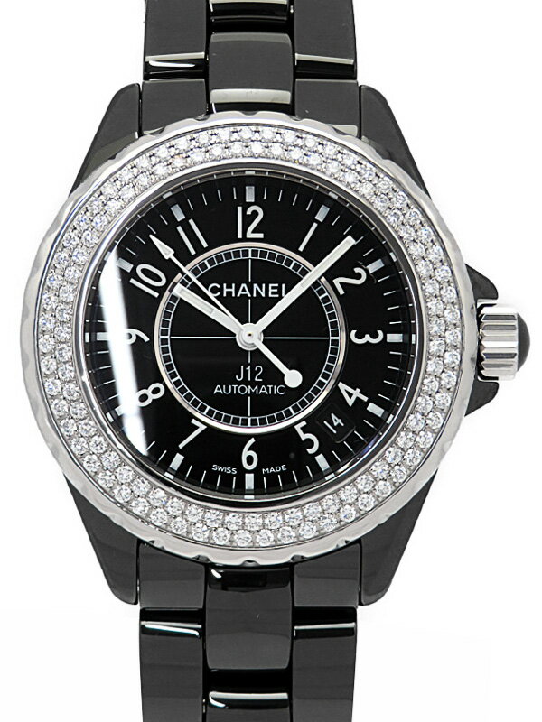 CHANEL】シャネル『J12 ブラックセラミック 38mm ベゼルダイヤ CHANEL】シャネル『J12 ブラックセラミック 38mm ベゼルダイヤ