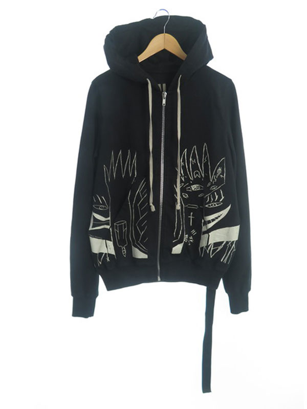【Rick Owens】リックオウエンス『ダークシャドウ MESSIAH JASON HOODIE sizeL』DU02B4276-RIGEP3 メンズ ジップアップパーカー 1週間保証【中古】