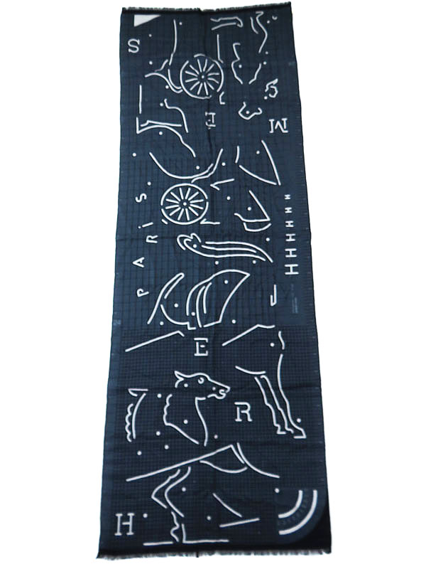 【HERMES】エルメス『カシミヤ×シルク ストール レクタングル Hippographe』メンズ 1週間保証【中古】のサムネイル