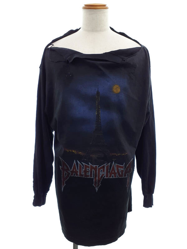 【BALENCIAGA】バレンシアガ『パリムーン 長袖Tシャツ sizeL』791613 TQVY2 メンズ レディース 1週間保証【中古】