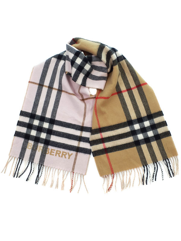 【BURBERRY】バーバリー『チェック柄 カシミヤマフラー』8050493 ユニセックス 1週間保証【中古】