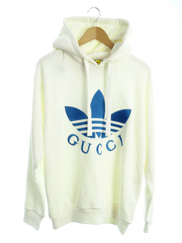 【GUCCI】グッチ『アディダス トレフォイル エンブロイダリー プルオーバーフーディ sizeS』702607 XJEDA 22SS メンズ プルオーバーパー...