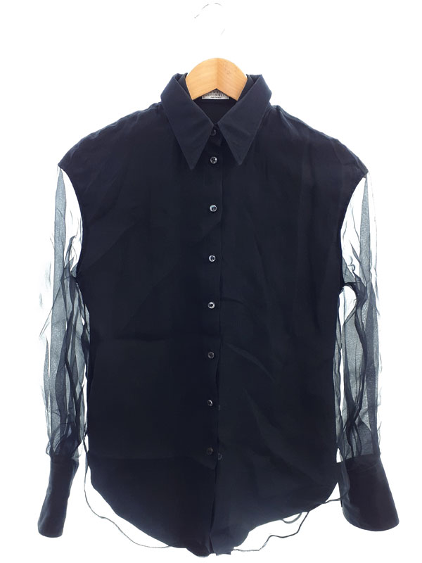【BRUNELLO CUCINELLI】ブルネロクチネリ『オーガンジー レイヤード 長袖シャツ sizeXXS』MF940MW906 JAP レディース ブラウス 1週間保証【中古】