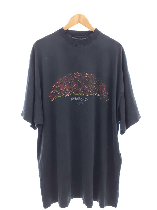 【BALENCIAGA】バレンシアガ『ロゴ オーバーサイズ 半袖Tシャツ size4』739028 TPVM8 メンズ レディース 1週間保証【中古】