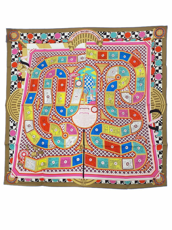 【HERMES】エルメス『カレ90 LE TOUR DU MONDE EN 63 CASES 63マスの世界旅行 』レディース スカーフ 1..