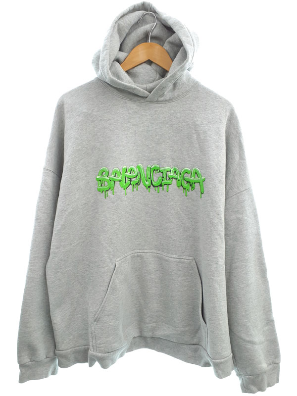 【BALENCIAGA】バレンシアガ『スライムペイントロゴ 裏起毛 スウェットプルオーバーパーカー size4』674986 TIVF2 メンズ レディース 1...