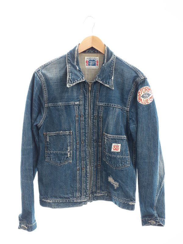 『Stormy Blue ストーミーブルーバックロゴ デニムジップジャケット size42』メンズ Gジャン 1週間保証【中古】