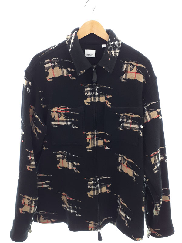 【BURBERRY】バーバリー『総柄 チェック EKD フリース ジップアップジャケット sizeL G』8070958 メンズ ブルゾン 1週間保証【中古】 名　称 総柄 チェック EKD フリース ジップアップジャケット sizeL G 型　番 8070958 タイプ メンズ カラー ブラック×ベージュ他 種　類 ブルゾン 材　質 ウール98%、ナイロン2% サイズ 表記サイズ:L G (180/100A) 平置き(実寸)約 肩幅52.5cm 身幅65cm 丈72cm 袖丈65cm ※背面を採寸しています ※多少の誤差がある可能性があります 付属品 本体のみ(付属品なし) 保証期間 1週間保証 ランク AB品 状　態 やや毛羽立ち、襟や袖口にややスレ汚れ、所々にスレ、薄い汚れがあり、全体的に若干の着用感がある商品です。 写真の7枚目は前身頃右下、8枚目は左脇付近、9枚目は後身頃右下です。 香水のようなニオイがございます。 品質表示タグにシールが貼付されています。 タグに「バーバリー・ジャパン 株式会社」の記載あり。