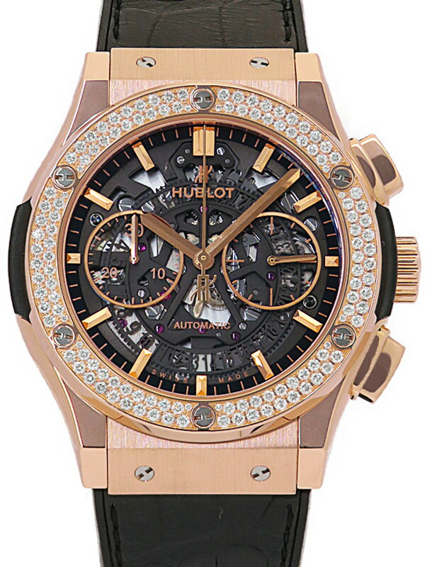 【HUBLOT】ウブロ『クラシックフュージョン アエロクロノグラフ キングゴールドダイヤ』525.OX.0180.LR.1104 メンズ 自動巻き 6ヶ月保証【中古】